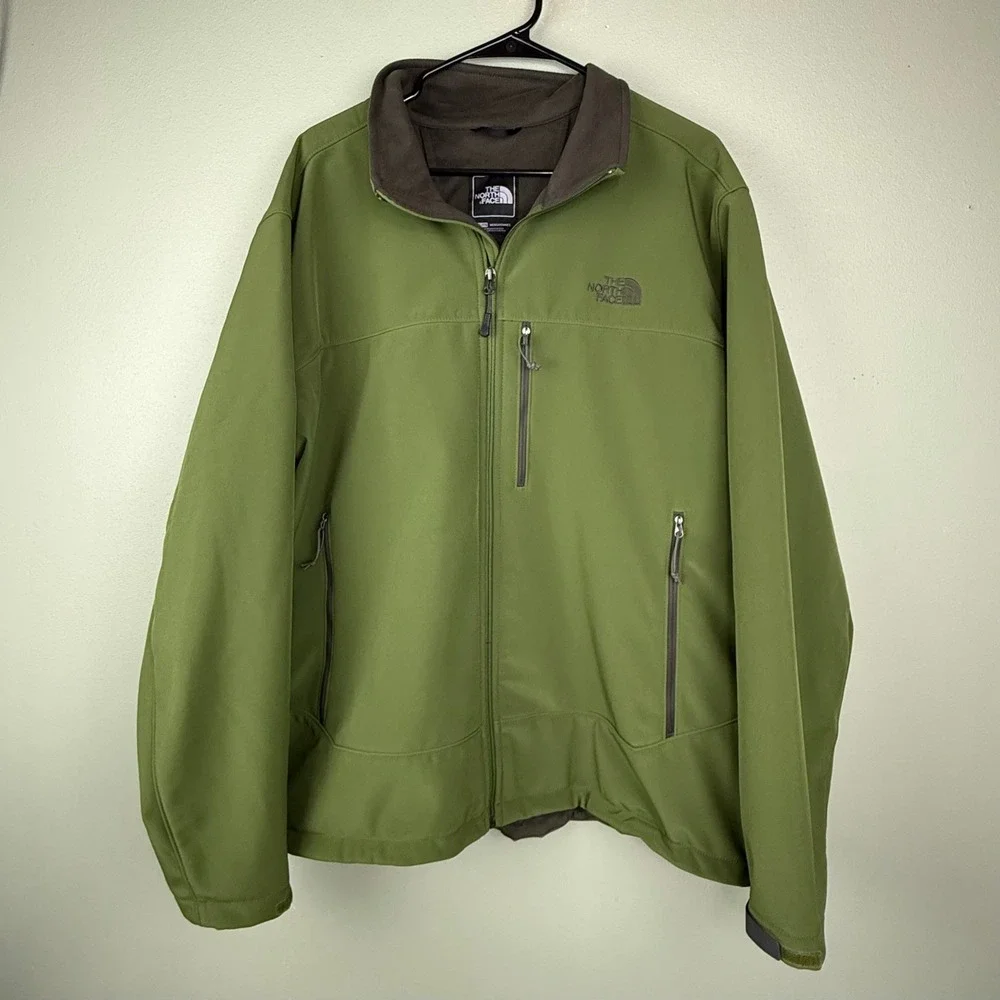 The North Face Mens XXL Green Apex Bionic Softshell Fleece Lined Jacket Full Zip